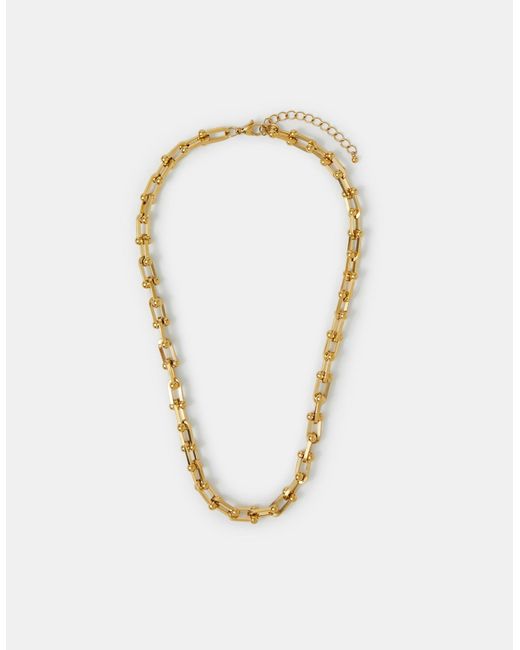 Accessorize Metallic Stainless Steel Horseshoe Chain Necklace