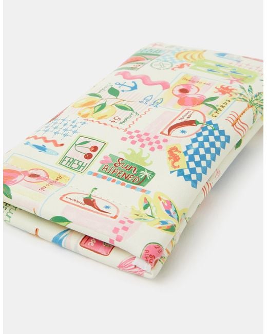 Accessorize White Postcard Print Sunglasses Case