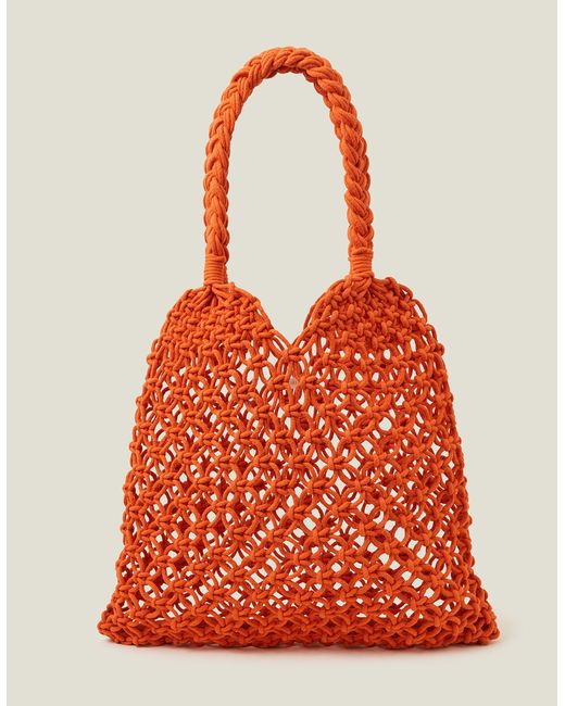 Accessorize Red Open Weave Shopper Bag Orange
