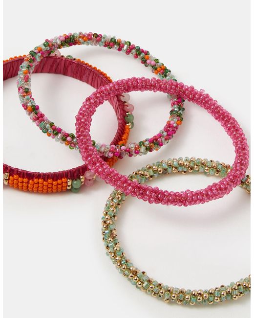 Accessorize Pink 4-Pack Beaded Bangles