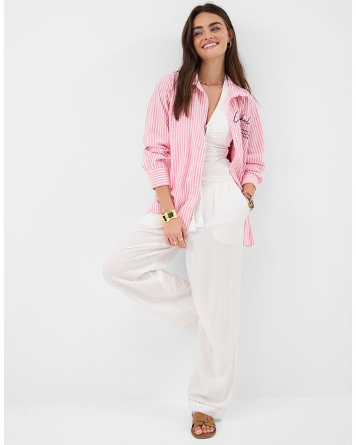Accessorize Pink Ciao Bella Embroidered Stripe Shirt