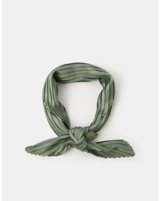 Accessorize Green Pleated Square Satin Scarf