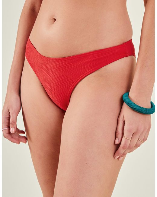 Accessorize Women's Textured Bikini Bottoms Red