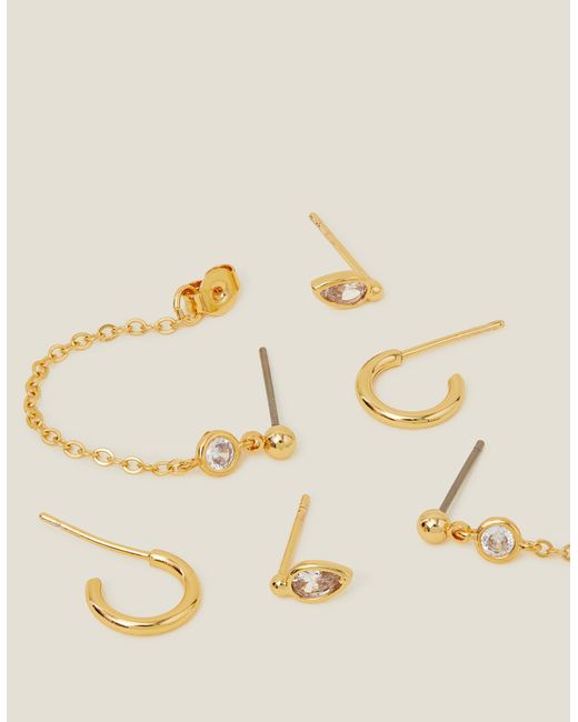 Accessorize Natural Women's 3-pack 14ct Gold-plated Earring Set