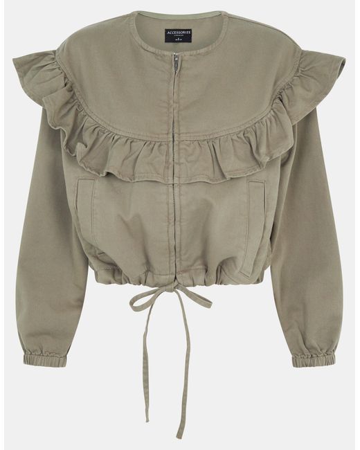 Accessorize Green Ruffle Denim Jacket