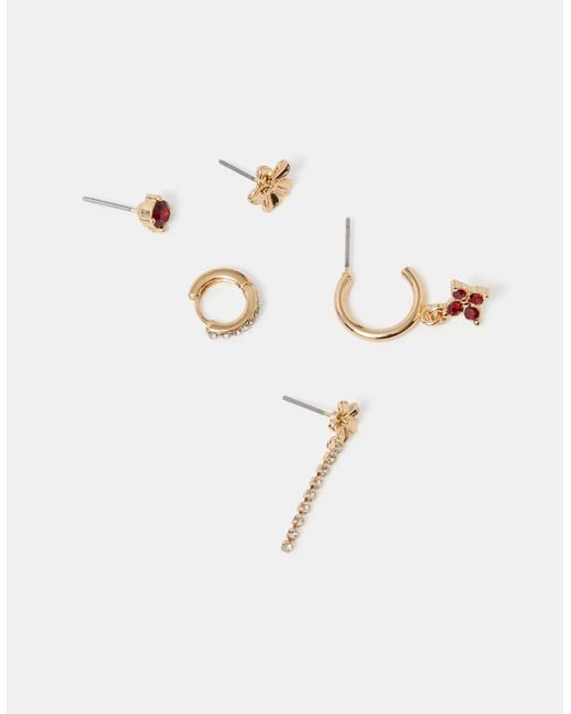 Accessorize White 5-Pack Flower Stud & Hoop Earrings