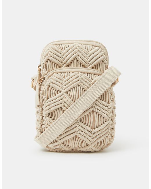 Accessorize Gray Macrame Phone Bag