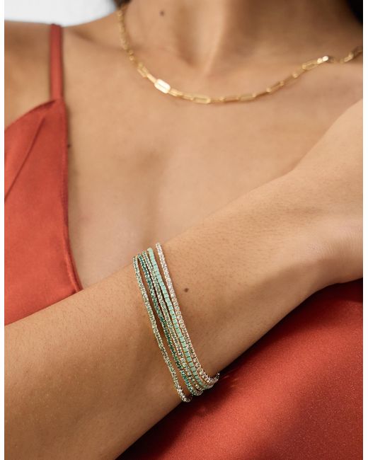 Accessorize Brown Brass/Glass Sparkle 5-Pack Stretch Bracelets