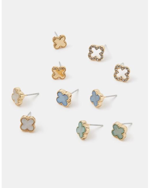 Accessorize White 5-Pack Clover Stud Earrings