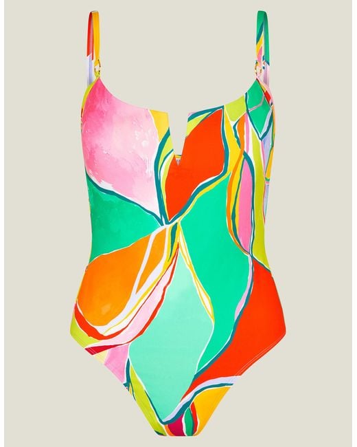 Accessorize Blue Women's Brights Multi Abstract Print Swimsuit