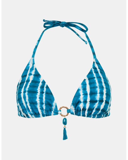 Accessorize Blue Tie-Dye Triangle Bikini Top