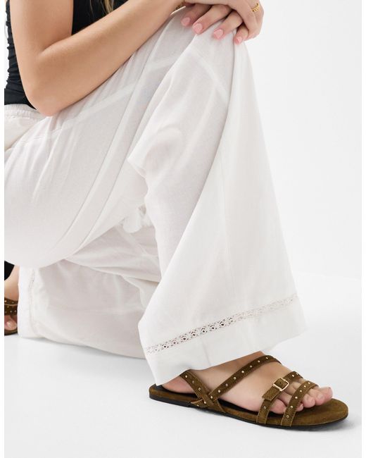 Accessorize Green Stud Suede Strappy Sandals