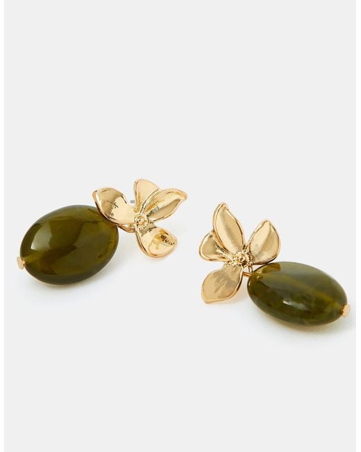 Accessorize Metallic Mini Flower Resin Drop Earrings