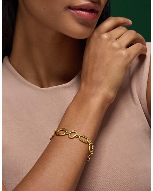 Accessorize Metallic Stainless Steel Molten Chain T-Bar Bracelet