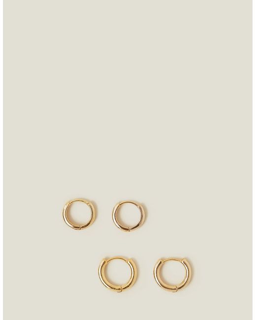 Accessorize Natural 2-Pack 14Ct-Plated Hoop Earrings