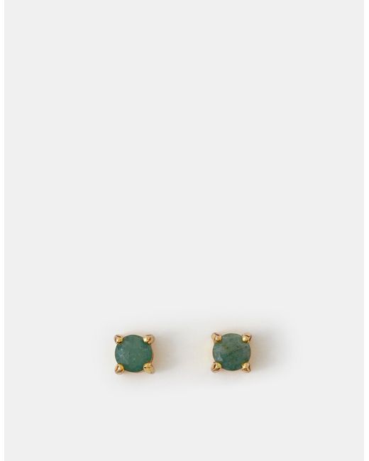 Accessorize Metallic 14Ct-Plated Aventurine Stud Earrings