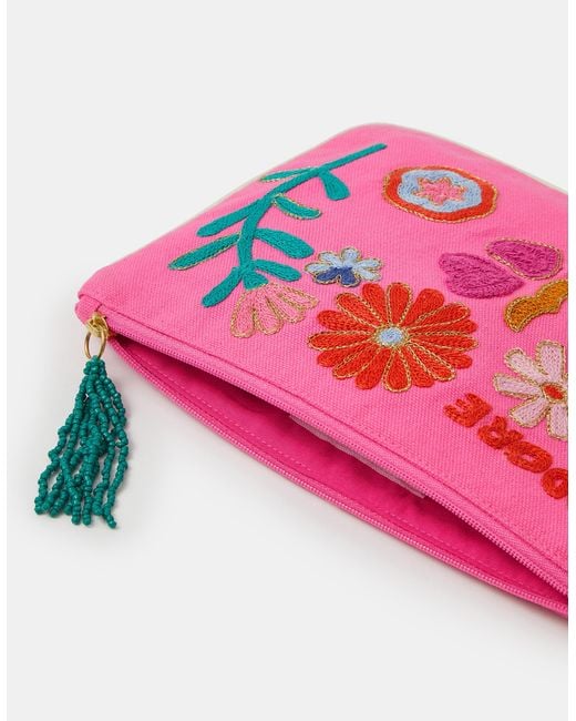 Accessorize Pink Adore Embroidered Pouch