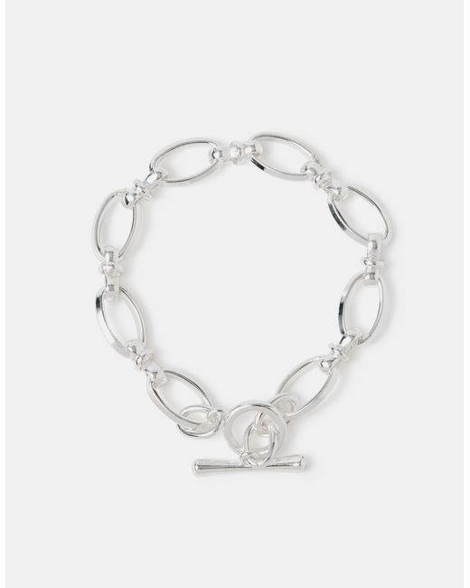 Accessorize White Sterling-Plated Knot Chain T-Bar Bracelet