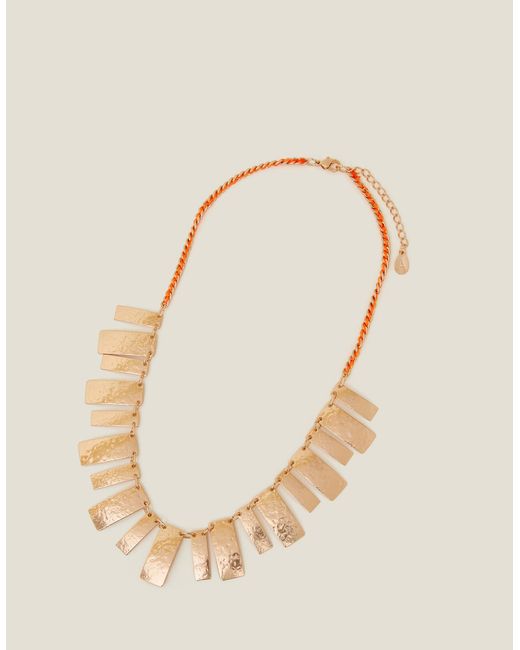 Accessorize Natural Women's Orange Statement Aztec Collar Necklace