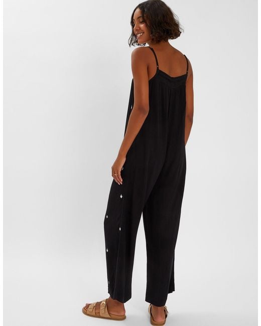 Accessorize Black Embroidered Beach Jumpsuit