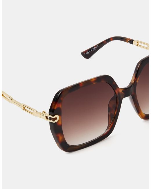 Accessorize Metallic Tort Square Sunglasses