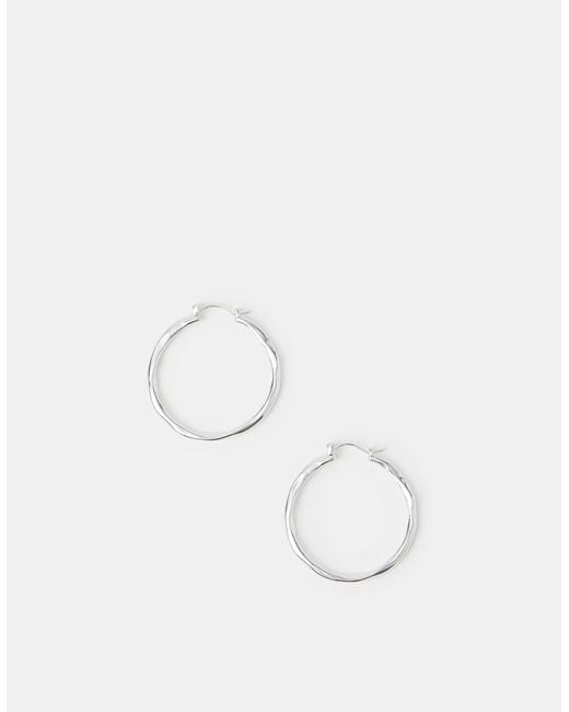 Accessorize Natural Sterling-Plated Large Molten Hoop Earrings