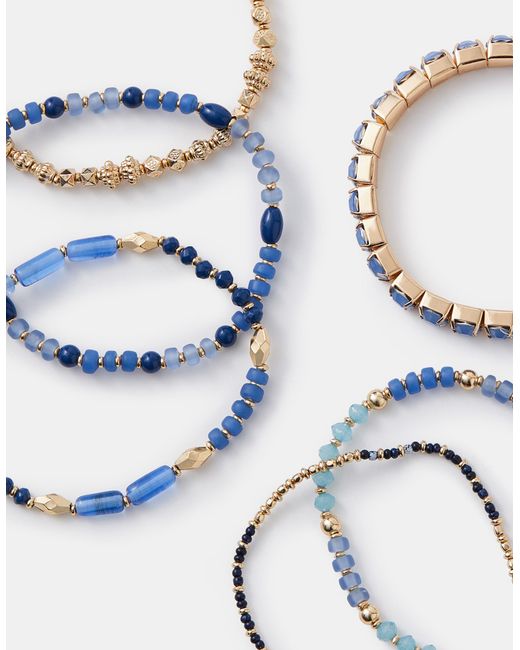 Accessorize Blue 11-Pack Bead Stretch Bracelets