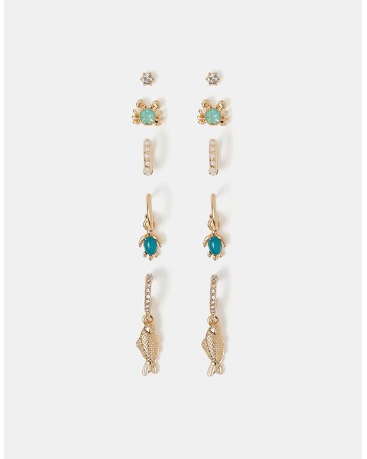 Accessorize White 5-Pack Fish Stud & Hoop Earrings