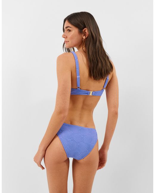 Accessorize Blue Shell Embossed Tie Side Bikini Bottoms