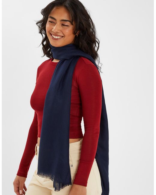 Accessorize Blue Lightweight Plain Woven Scarf