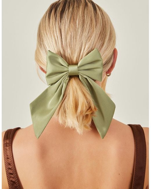Accessorize Green Women's Satin Bow Hair Clip