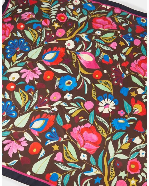 Accessorize Pink Floral Print Square Satin Scarf
