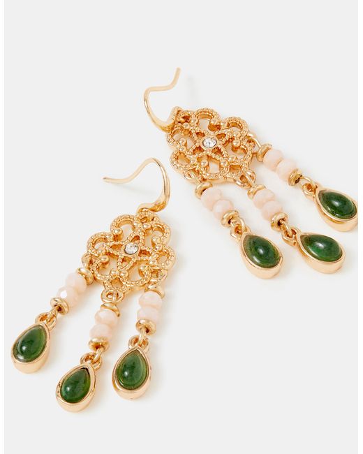Accessorize White Filigree Beaded Drop Earrings