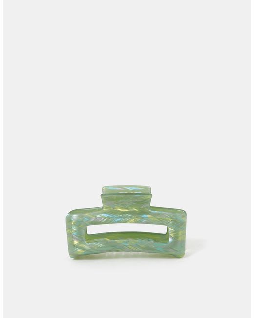 Accessorize Green Iridescent Resin Rectangular Claw Clip