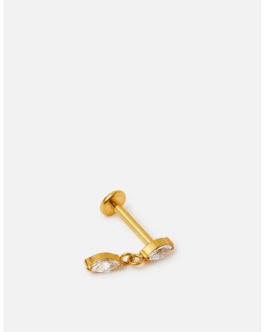 Accessorize White 14Ct-Plated Titanium Marquise Drop Flatback Stud