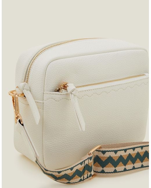 Accessorize Natural Women's Camera Bag With Webbing Strap White