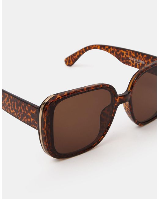 Accessorize Pink Square Leopard Print Sunglasses