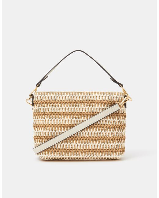 Accessorize Blue Stripe Raffia Crossbody Bag