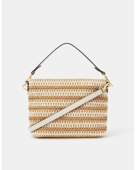 Accessorize Blue Stripe Raffia Crossbody Bag