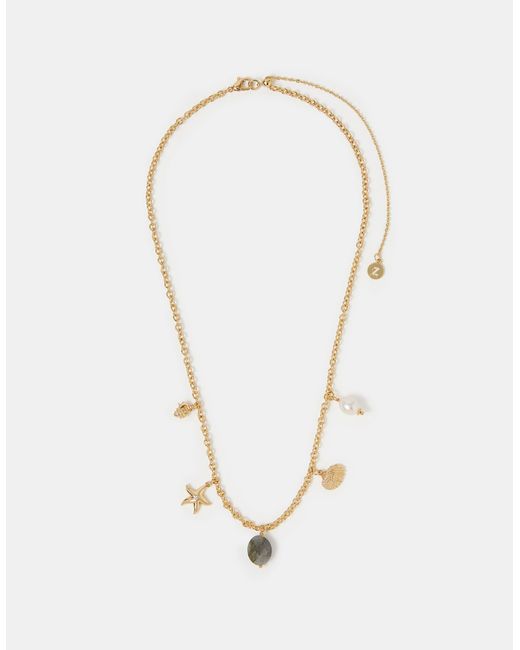 Accessorize Black 14Ct-Plated Ocean Charm Necklace