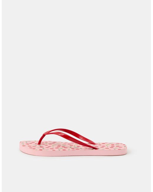 Accessorize Red Cherry Print Flip Flops