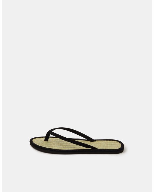 Accessorize Black Plain Seagrass Flip Flops
