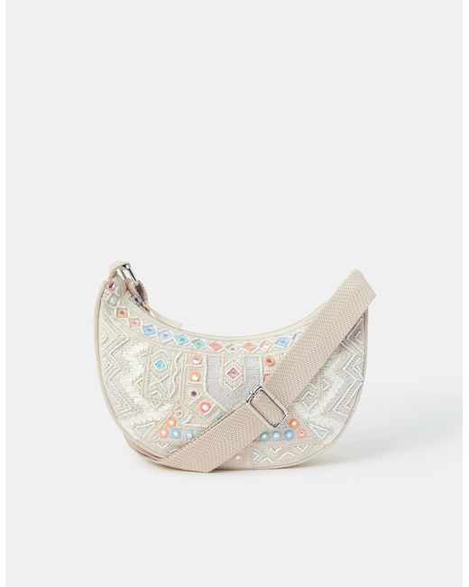 Accessorize White Mirror Embellished Sling Crossbody Bag