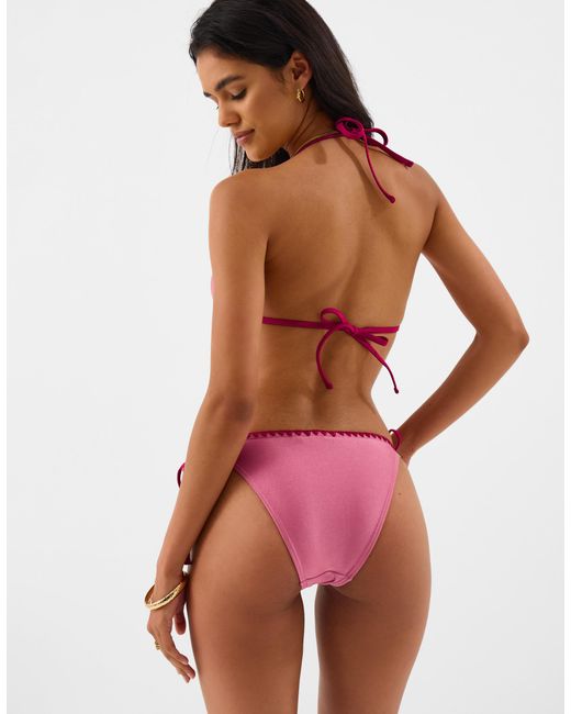 Accessorize Red Whipstitch Triangle Bikini Top