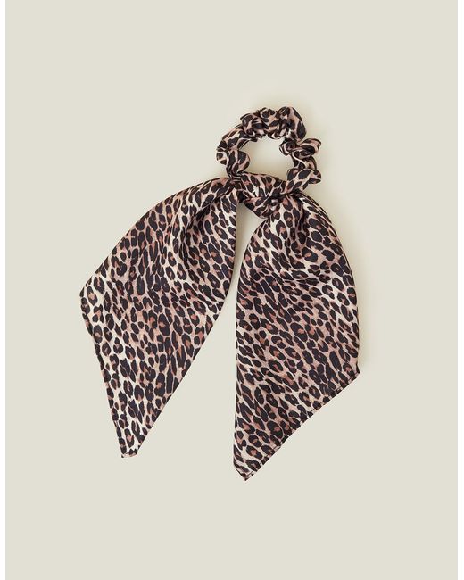Accessorize Natural Women's Brown Leopard Print Scarf Scrunchie