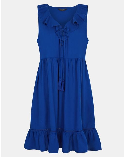 Accessorize Blue Ruffled Strapless Ruffle Mini Dress, Dark