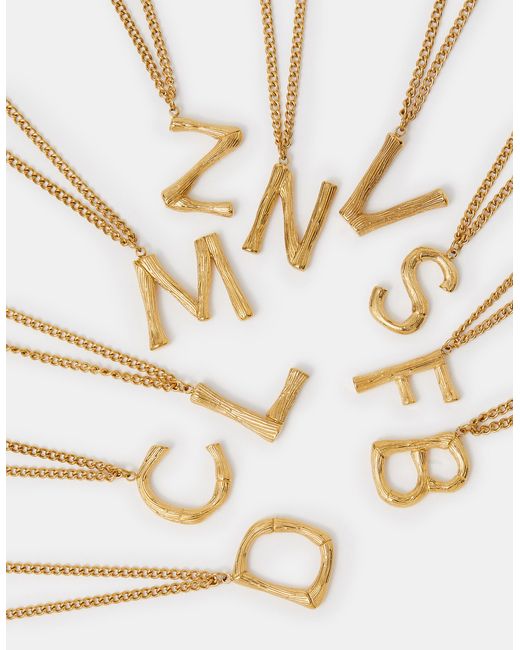 Accessorize Metallic Stainless Steel Bamboo Initial Pendant Necklace
