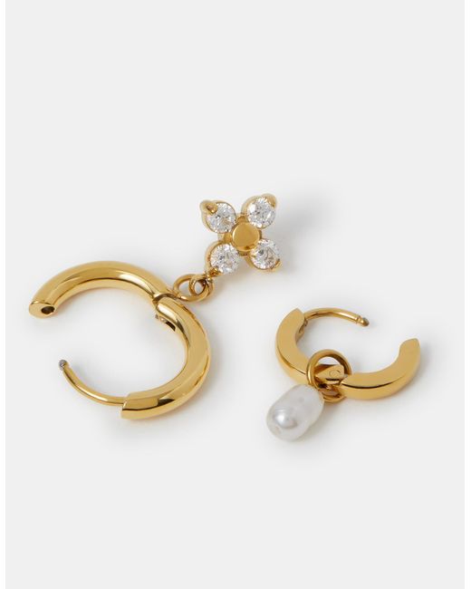 Accessorize Metallic 2-Pack Stainless Steel Drop Hoop Earrings