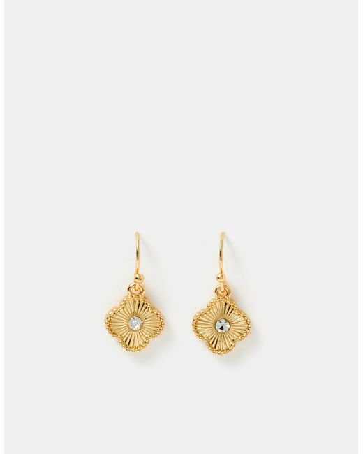 Accessorize Brown Diamanté Clover Drop Earrings