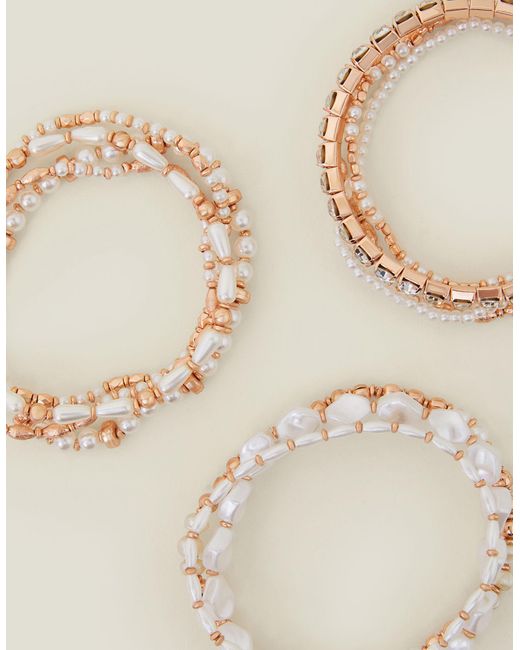 Accessorize Natural Women's Gold Diamante Stretch Bracelets Multipack